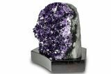 Grape Jelly Amethyst Geode With Wood Base - Uruguay #275643-2